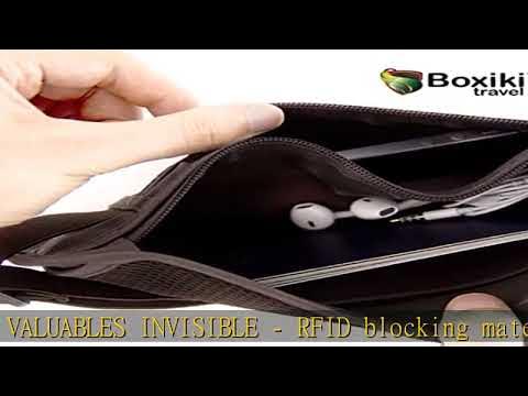 Boxiki Travel Money Belt - RFID Blocking Money Belt and Safe Waist Bag,  Secure Fanny Pack for Men a 
