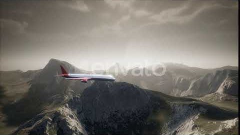Passenger Aircraft Over Mountain Landscape | Motion Graphics - Envato elements