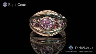 Star-Wars-Inspired Gold Ring with Pink Gems [HDR] - Rigid Gems (Real-time Ray Tracing Gem Simulator)