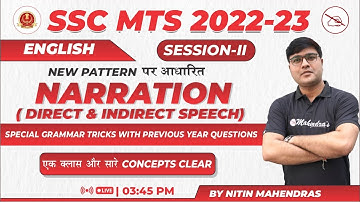 SSC MTS 2022-23 | Direct And Indirect Speech Narration | English | Nitin Mahendras