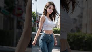 4K / white tee jeans fashion #2 / ai art lookbook