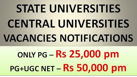 State/Central University Assistant Professor Vacancies Notifications | PG(With/With Out UGC NET/PhD)