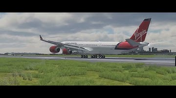 X Plane | landing Toliss A340-600 Boston