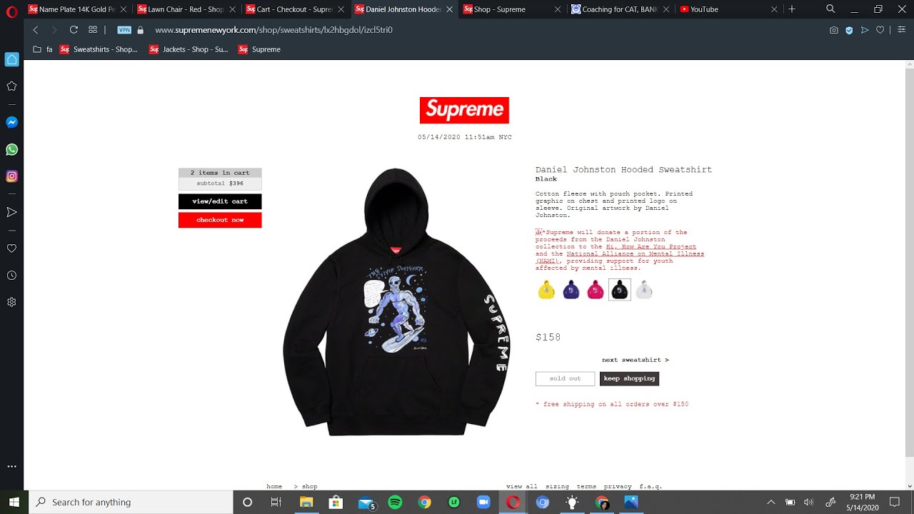 Supreme SS20 Week 12 - Daniel Johnston Hoodie live cop video (manual