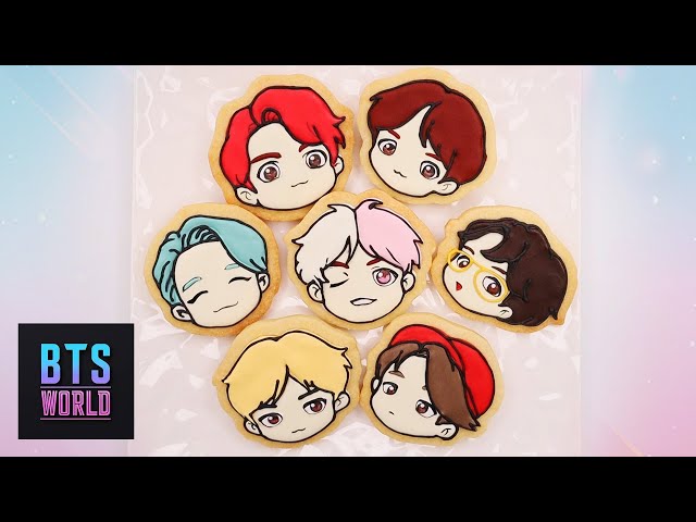 BTS COOKIES COLLECTION - Bangtan Boys Royal Icing Recipe for Cookie art : 방탄소년단 쿠키 모음, 防弾少年団キャラクター class=