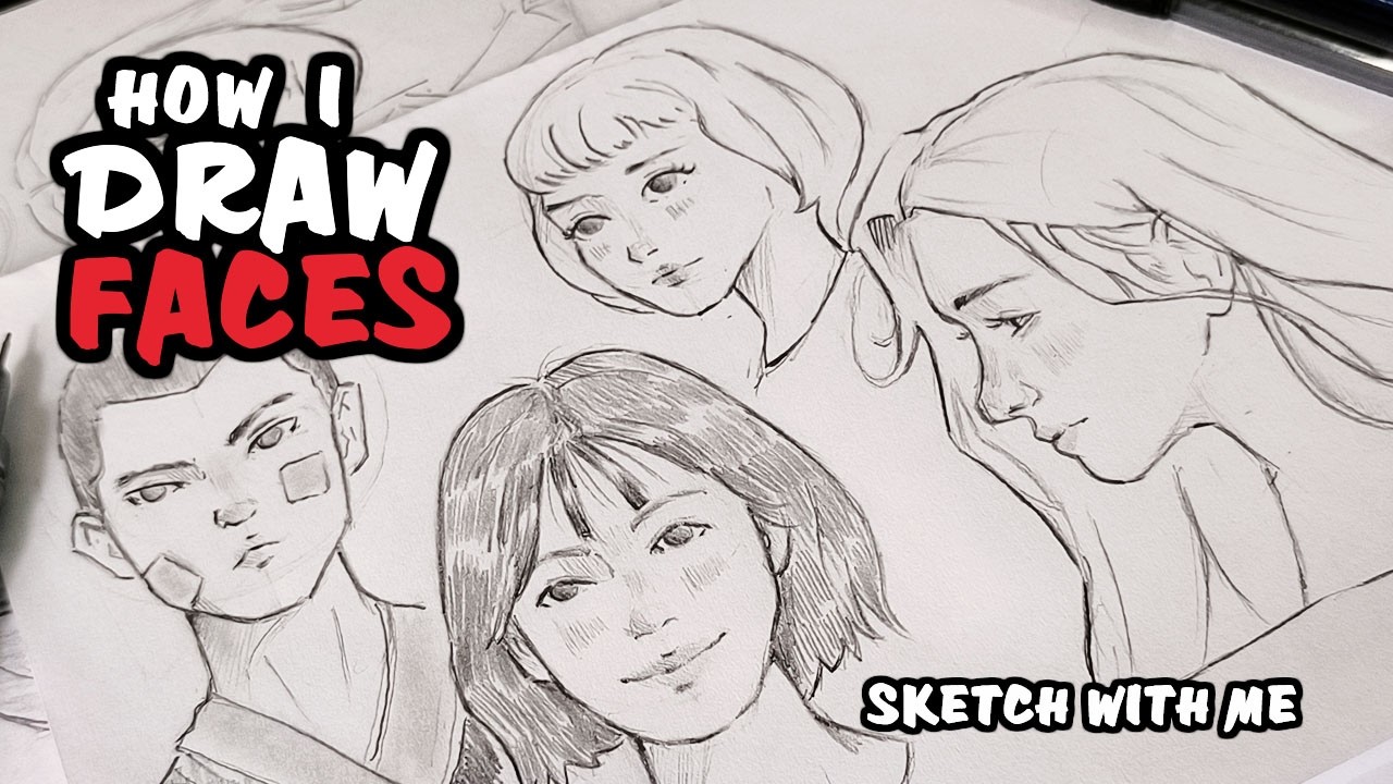 Sketch with me | Faces practice | Different angles 🎨 ️ - YouTube