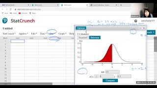 StatCrunch: P- value of Population Mean by given T value
