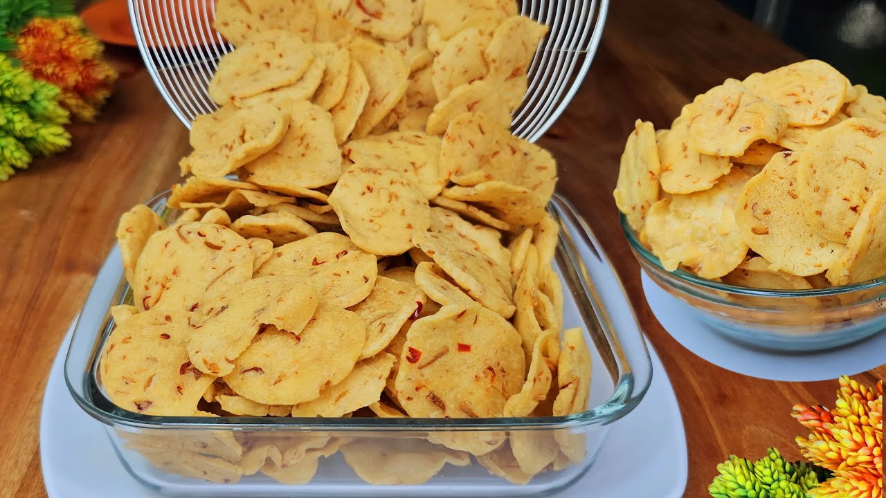 KERUPUK CIWANG, RENYAH DAN GURIH  : :  RESEP SIMPEL TANPA  Di JEMUR  : : BUAT ISI TOPLES LEBARAN