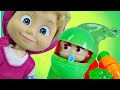 Сюрпризы для Маши из горошин  Учим названия осенних овощей Pea Pod Babies