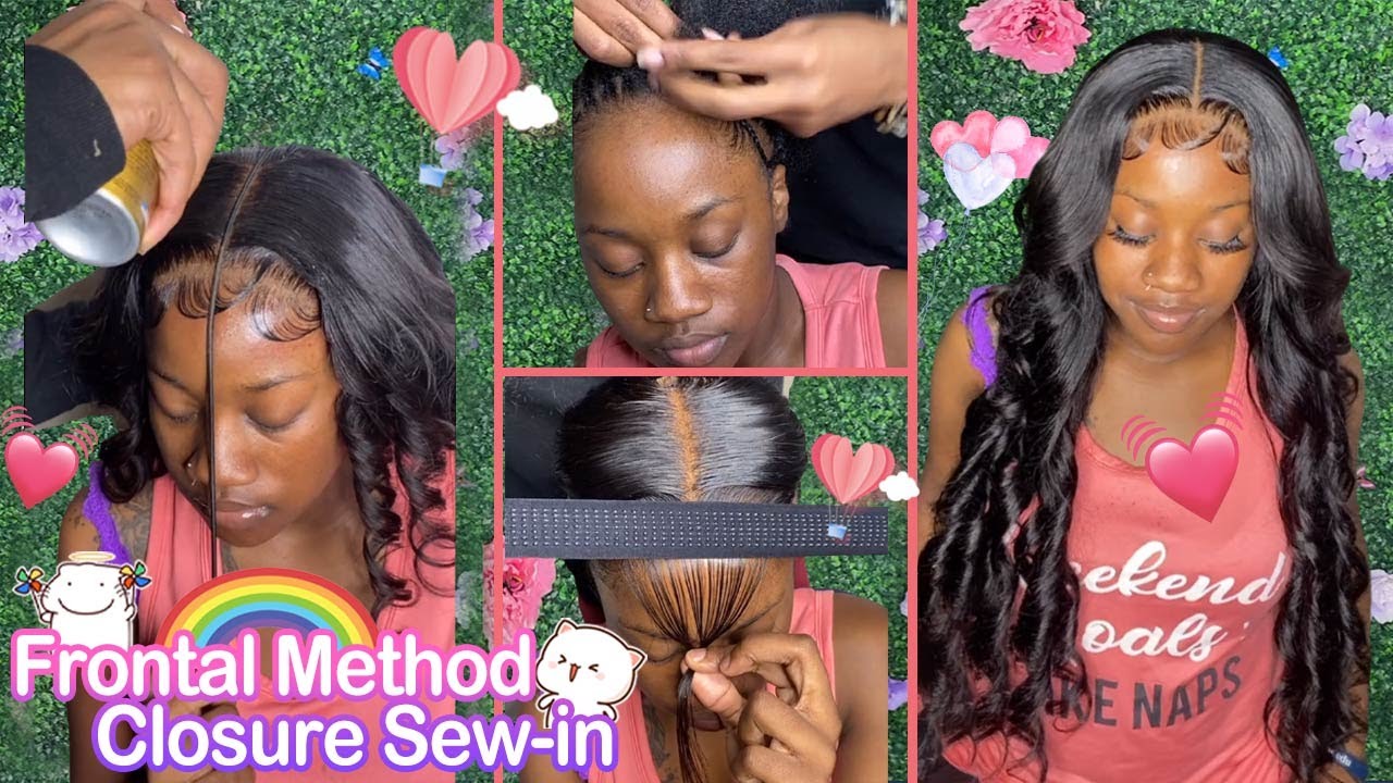Frontal Method Closure Install!🦄Sew-In Body Wave Bundles Tutorial Ft. 