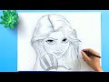 Rapunzel drawing from tangled disney movie  how to draw disney princess rapunzel step by step easy