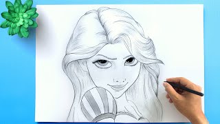 RAPUNZEL DRAWING from Tangled Disney Movie | How to Draw Disney Princess Rapunzel Step by Step Easy