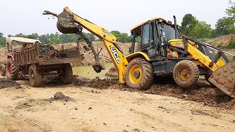 Mahindra Yuvo 415DI Tractor With Overloaded Trolley | Jcb Working In Mud |All about Tractors and Jcb