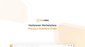 NiceHash Marketplace - Placing a Standard Order