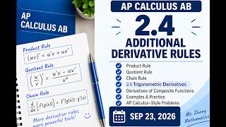 AP Calculus AB | 2.4 Product & Quotient Rules & 2.5 Trigonometric Derivatives  | Sep .23