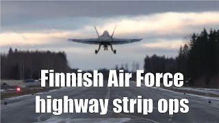 Fa-18 Hornet Jet Fighters Highway Strip Training Touchngos - Rear View - Finnish Air Force