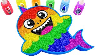 Satisfying Video l How to Mixing Baby Shark Bathtub with Slime & Rainbow Glitter Cutting ASMR