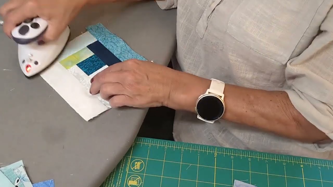 Sy log cabin blokk med samme bredde på striper