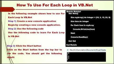 VB net for each loop