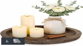 Candle Plate Holder Tray: Round Wood Decorative Candle Plate Rustic Farmhouse