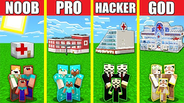 Minecraft Battle: HOSPITAL BUILD CHALLENGE - NOOB vs PRO vs HACKER vs GOD / Animation HOUSE CLINIC