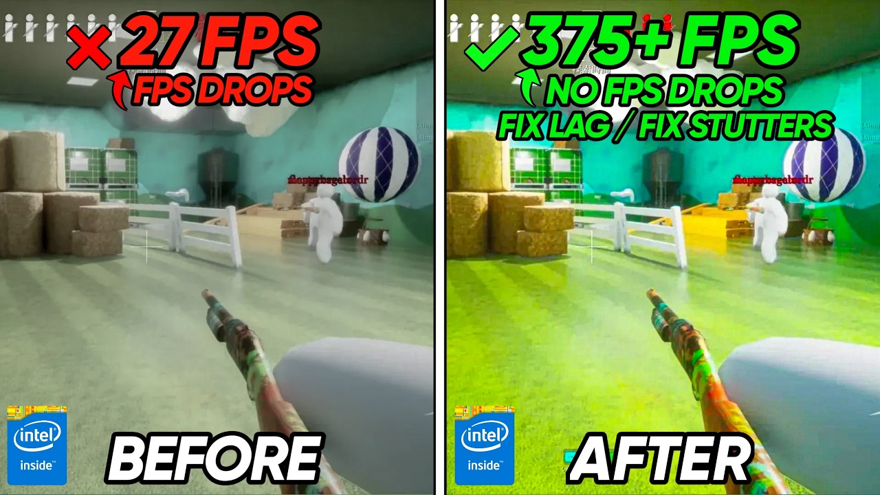 MECCHA CHAMELEON FPS crash fix guide showing before and after performance comparison