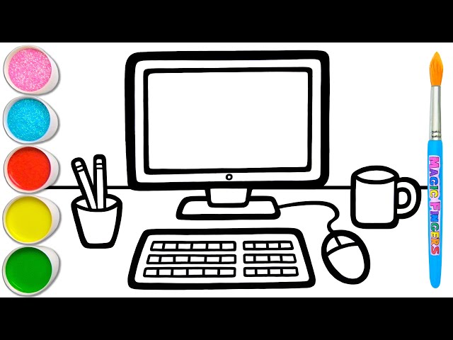 Drawing, Painting, Coloring Computer for Kids & Toddlers | Let's Learn Easy Drawing #200 class=