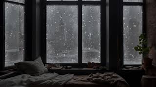 New York Apartment at Winter 4K | Snowfall outside the window | Blizzard Sounds