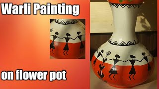 warli painting pot simple easy flower diy