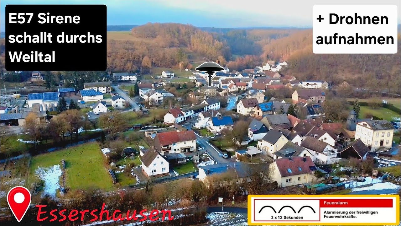 E57 Sirene schallt durch das Weiltal | Quartalsmäßiger Probealarm Weilmünster | Essershausen | 07.02