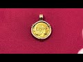 Ancient greek alexander the great and athena gold stater coin in 18k pendant