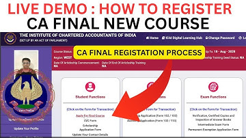 live Demo :- How to Register CA Final Course | CA final Registration Process | Step by Step guide 