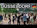 [4K] Friday Night Walk in Düsseldorf Germany - Public Dance at the Rhine River