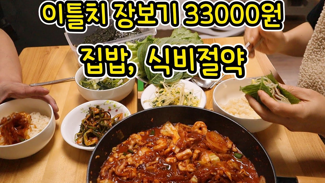 집밥만들기 이틀치 식재료비 33000원 식비절약 5인가족 외벌이