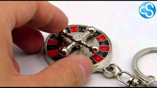 Little Roulette Spinning Wheel 3D Metal Key Ring Chain Fob Party Game DEMO