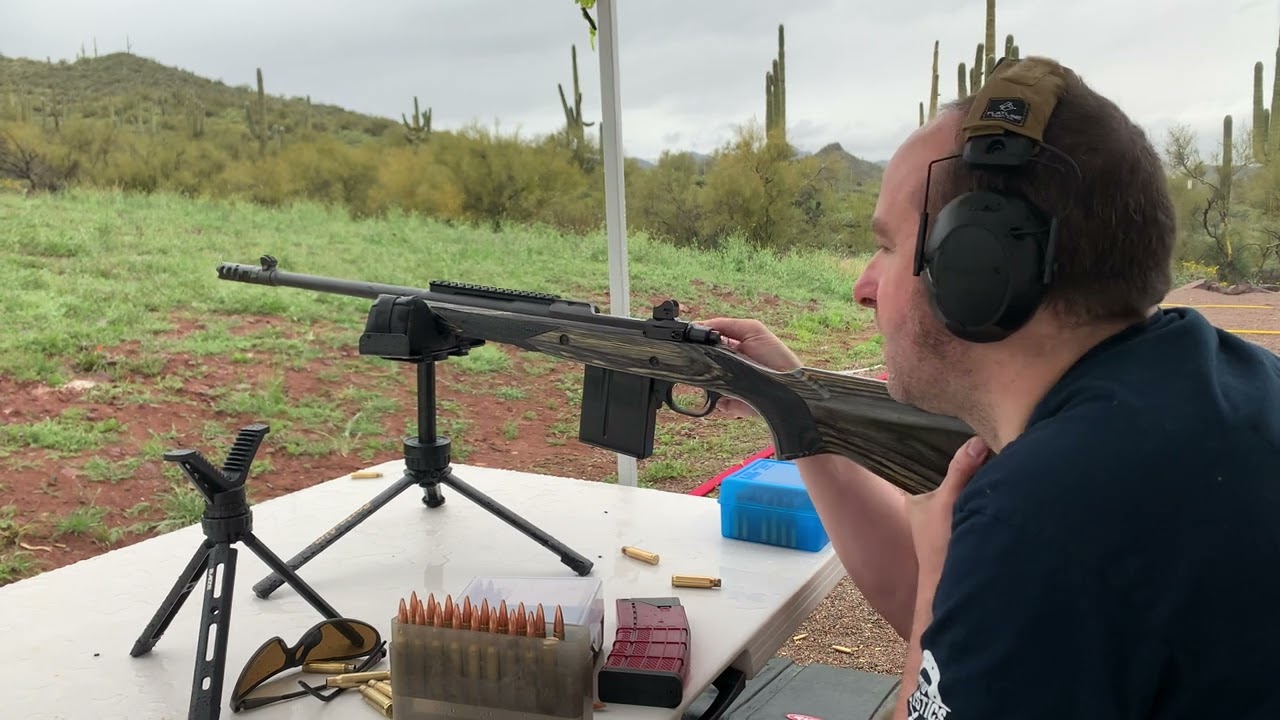 Ruger Gunsite Scout @ 100-200 yards.