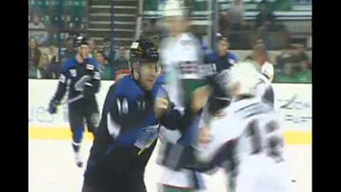 CHL Wichita-Denver hockey fight - Flanigan vs Teso...