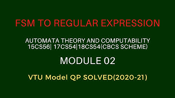 FSM to Regex | ATC |18CS54 | MODULE 02 | VTU Model QP solved