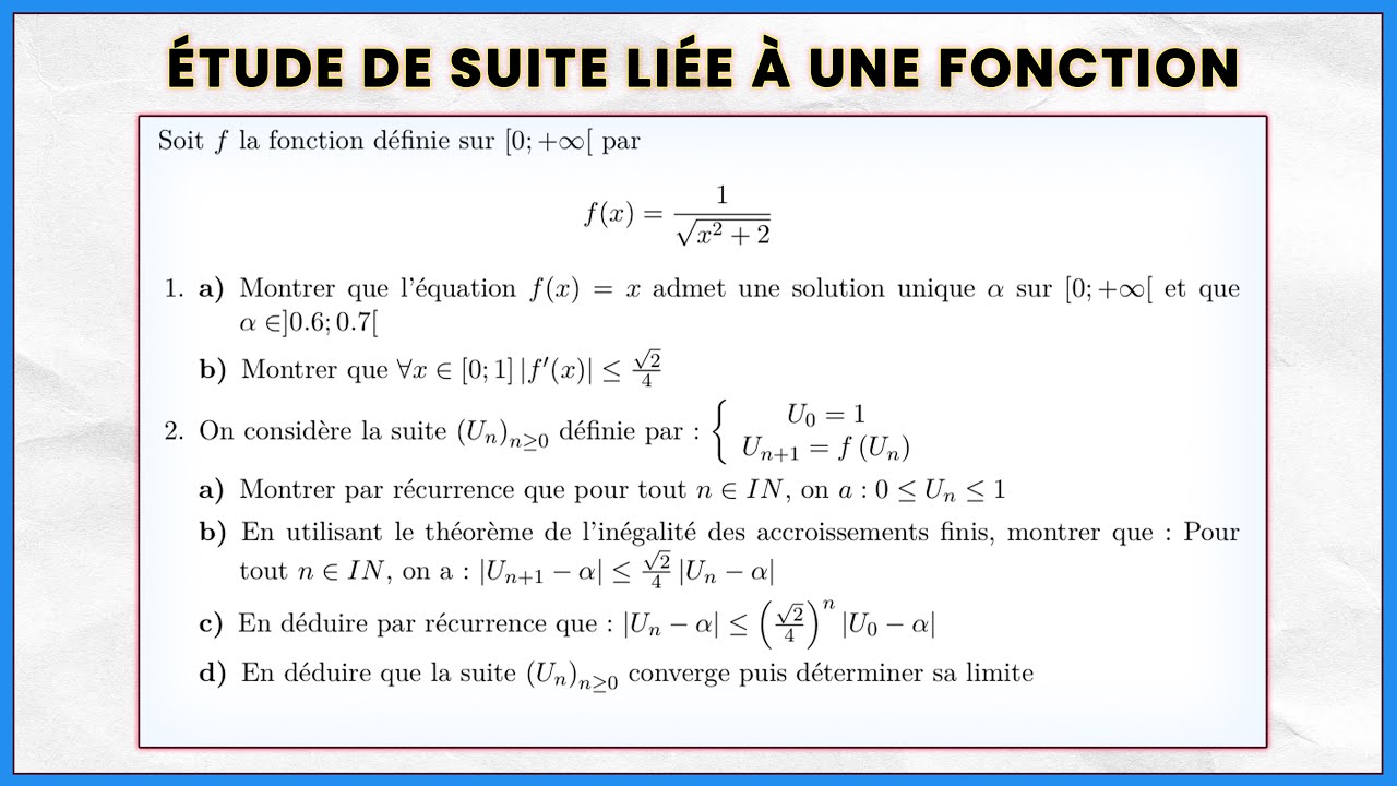 Exercice corrigé sur l'étude de suite numérique liée aux fonctions
