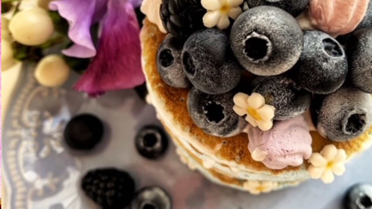 青いブルーベリーパンケーキの作り方【100円粘土でスイーツデコ】How