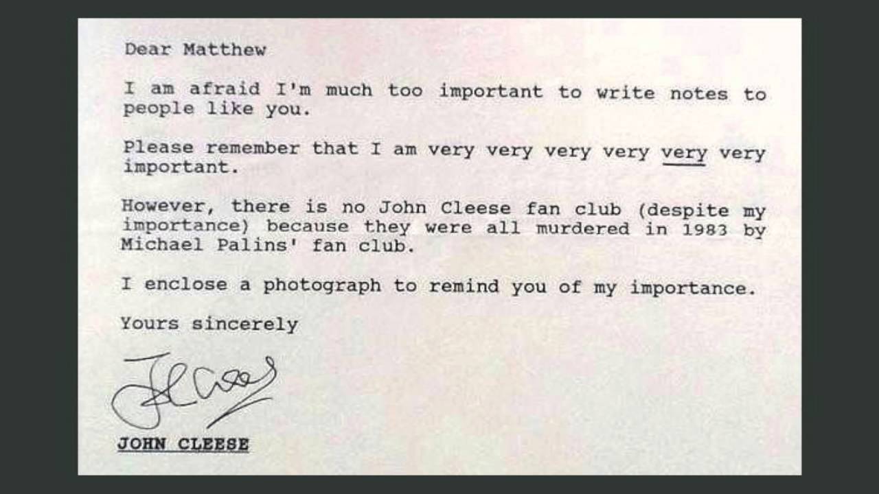 john cleese fan club letter youtube a letter from john cleese to the united states