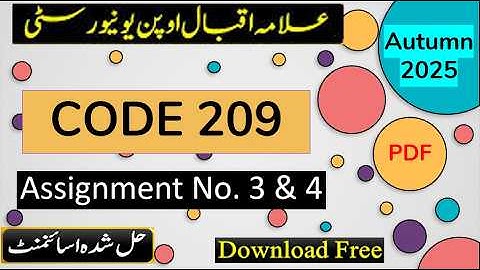 ⏩ AIOU Code 209 Solved Assignment No.3 & 4 Autumn 2025 || Subject: General Home Economics || Matric