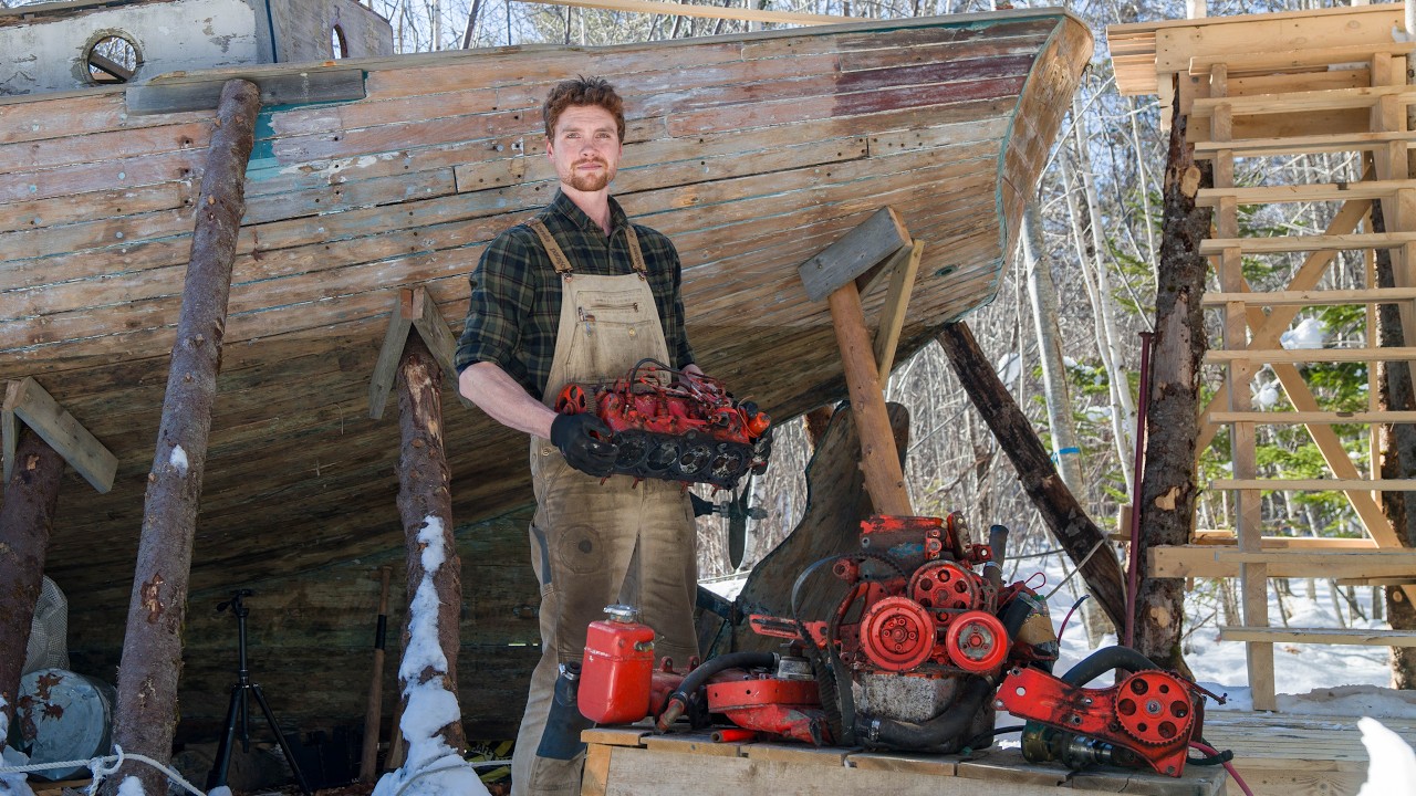 Snow, Shelter Repairs & Pulling the VW Diesel Out of My Old Wooden Boat | No. 31