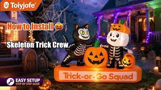 Halloween Inflatable Setup 🎃💀  Skeleton & Black Cat Yard Decoration