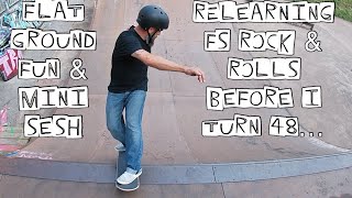 Flat ground tricks and mini sesh, relearning FS Rock & Rolls #skateboading #miniramp