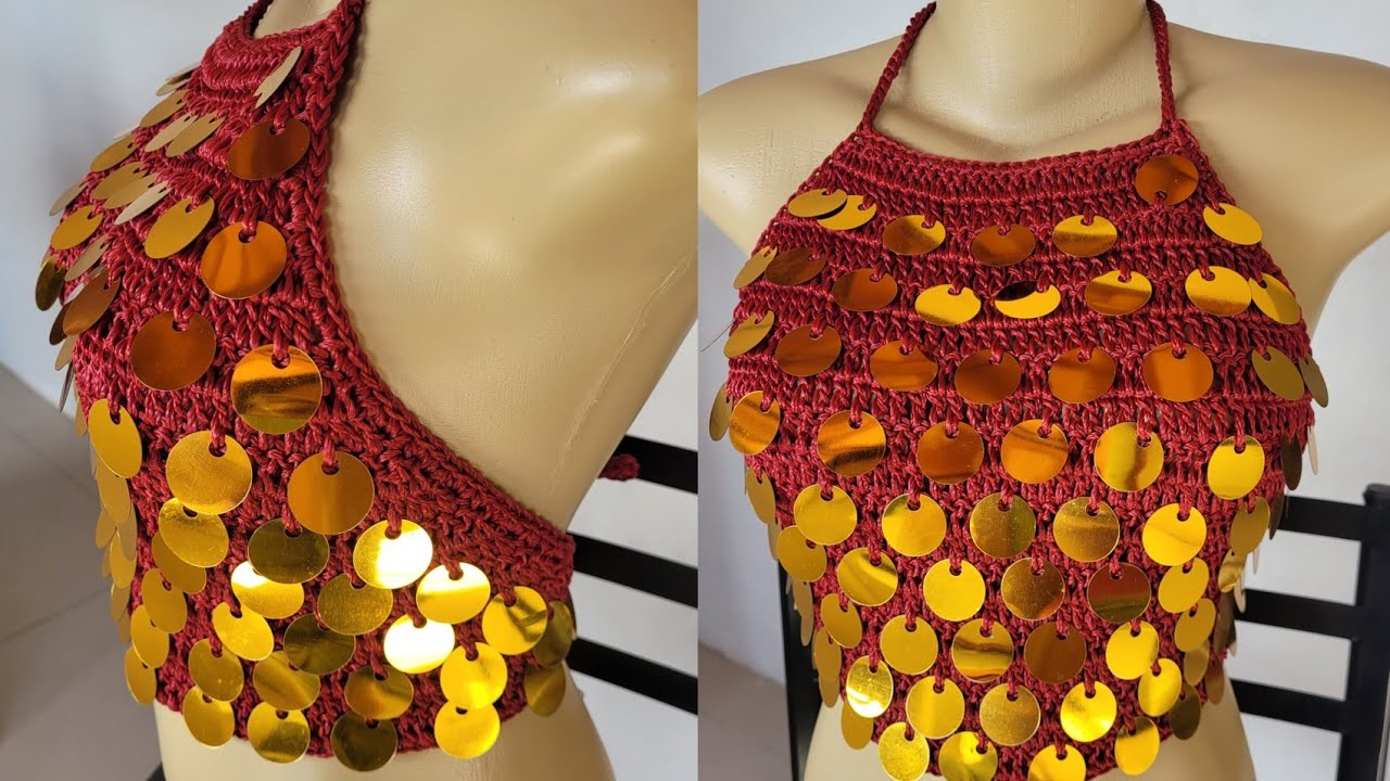 CROPPED DE CROCHE COM PAETES