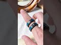 Christianartworkshop Modern Titanium Steel Cross Ring with Laser Blue Inlay