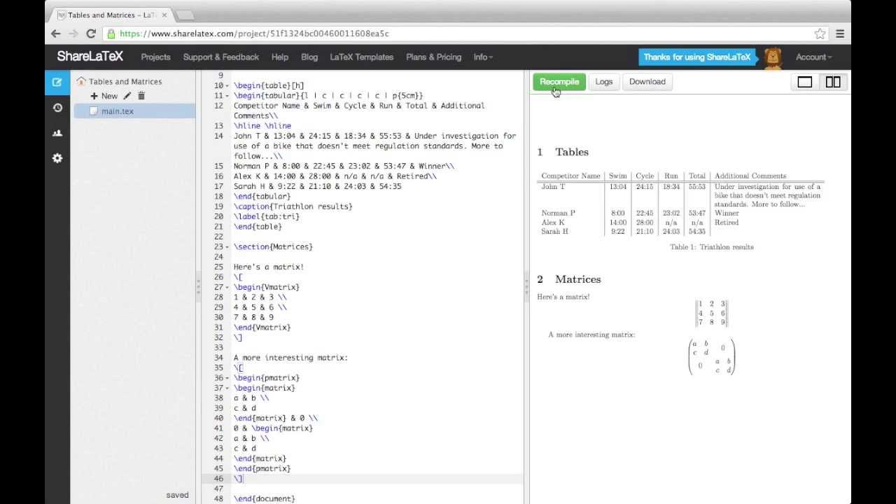 LaTeX Tutorial pt 20 - Tables and Matrices in LaTeX