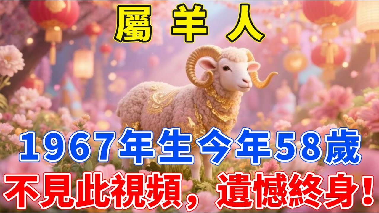 天機已泄！1967丁未水羊，58歲是最大一道坎，邁過去後半生富貴到流油！屬羊的你一定要知道！屬羊人不見此視頻，遺憾終身！【生肖佑福】#2025年生肖羊運勢 #2025年生肖羊運程 #2025年屬羊運勢