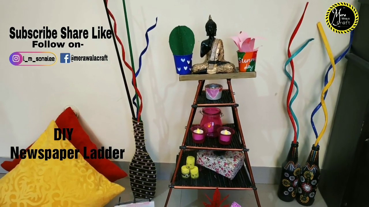 newspaper crafts diy/How to make newspaper ladder stand/newspaper